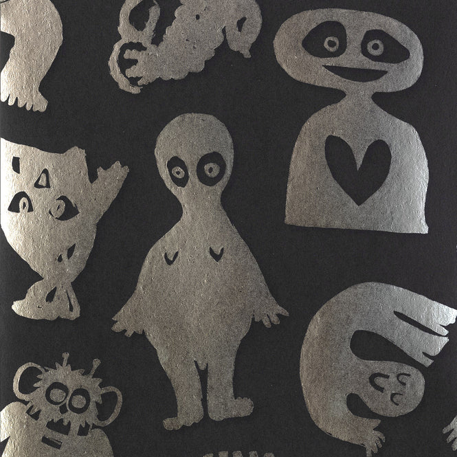 NLXL Gold Foil Wallpapers / Love Machine by Bas Kosters / Silver Foil on black BKS-08