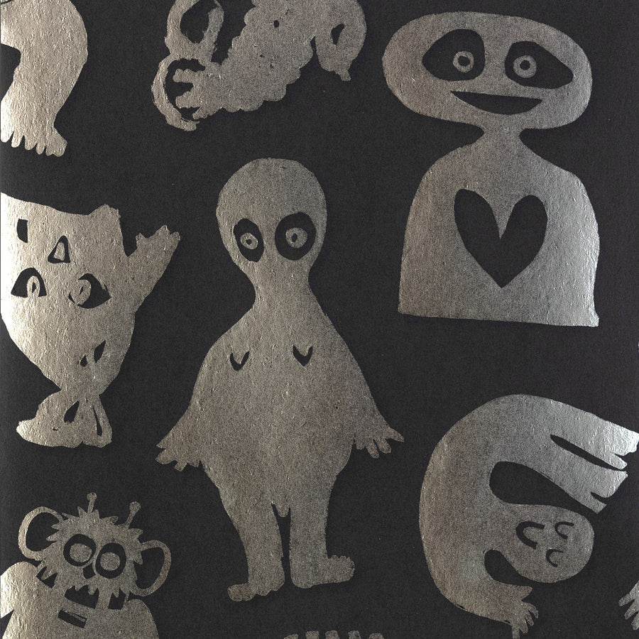 NLXL Gold Foil Wallpapers / Love Machine by Bas Kosters / Silver Foil on black BKS-08
