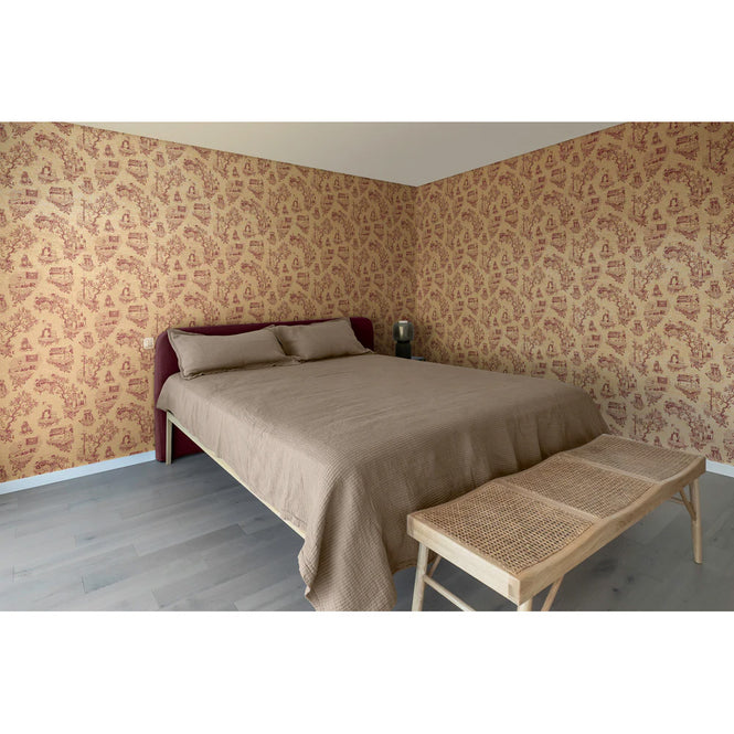 輸入壁紙 Flavor Paper / CHINATOWN TOILE / Rouge On Matte Gold Mylar