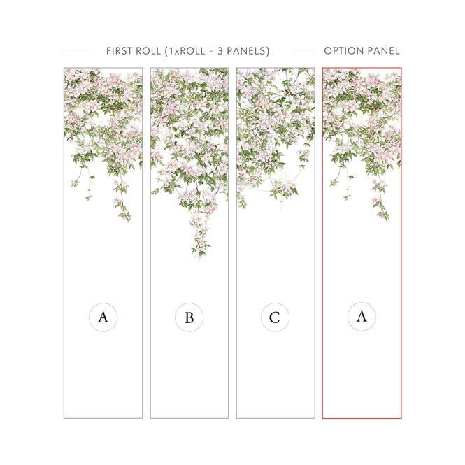 【Option：Aパネル】Sian Zeng / Clematis Mural Wallpaper / White ClemW