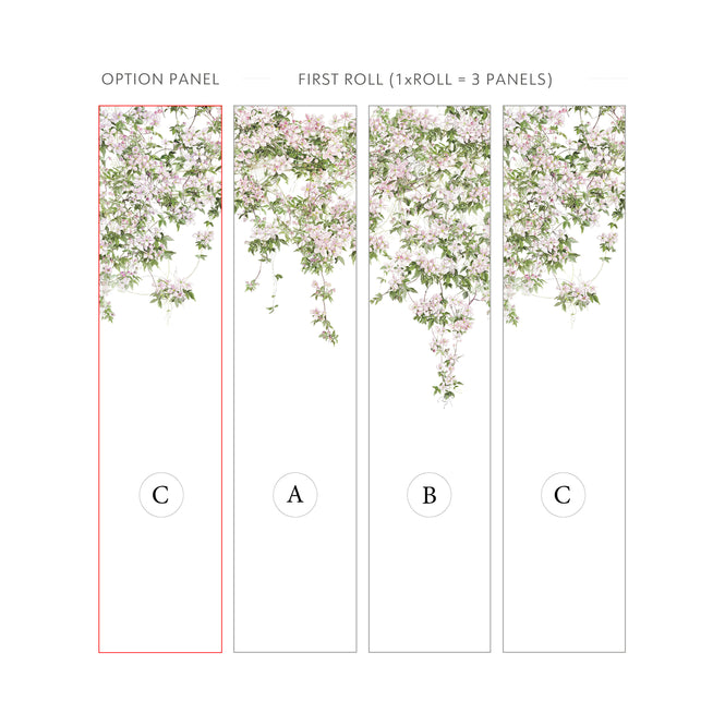 【Option：Cパネル】Sian Zeng / Clematis Mural Wallpaper / White ClemW