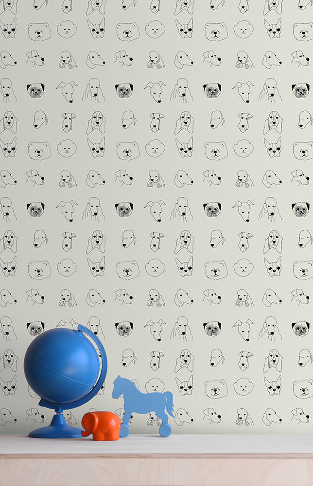 【限定数】【切売m単位】Baines&Fricker / DOGS WALLPAPER Grey
