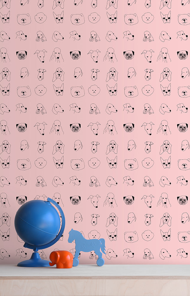 【限定数】【切売m単位】Baines&Fricker / DOGS WALLPAPER Pink