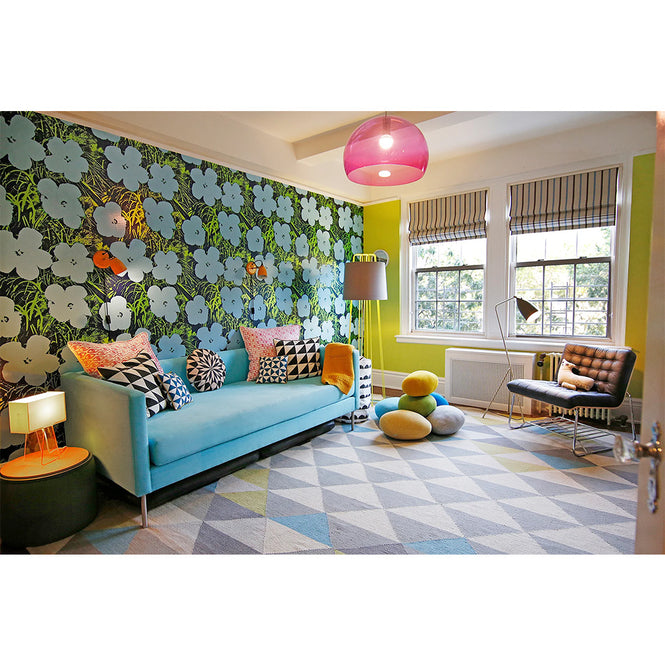 輸入壁紙 Andy Warhol / FLOWERS / Carolina on Silver Mylar (triple roll)