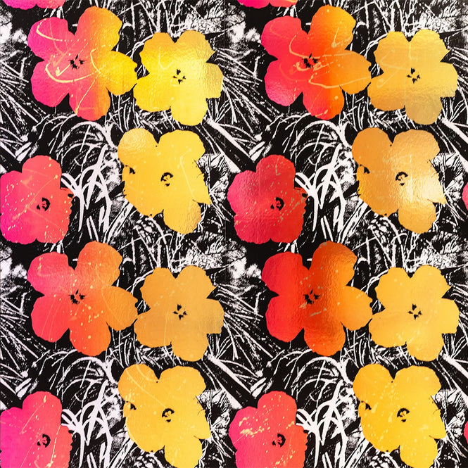 輸入壁紙 Andy Warhol / FLOWERS / Golden Shower on Chrome Mylar (triple roll)