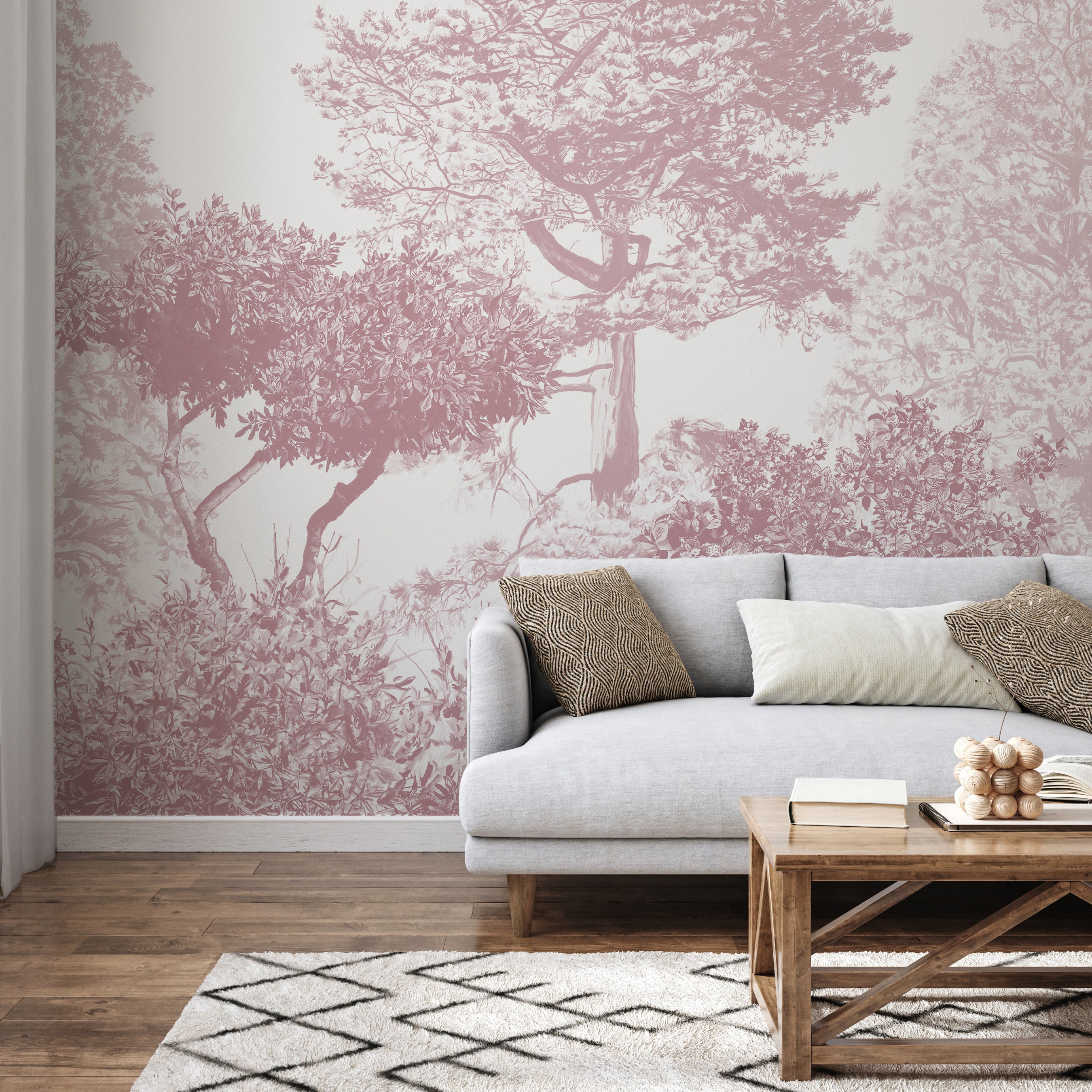 Sian Zeng / Hua Trees Mural Wallpaper / Burgundy 【3パネル1セット