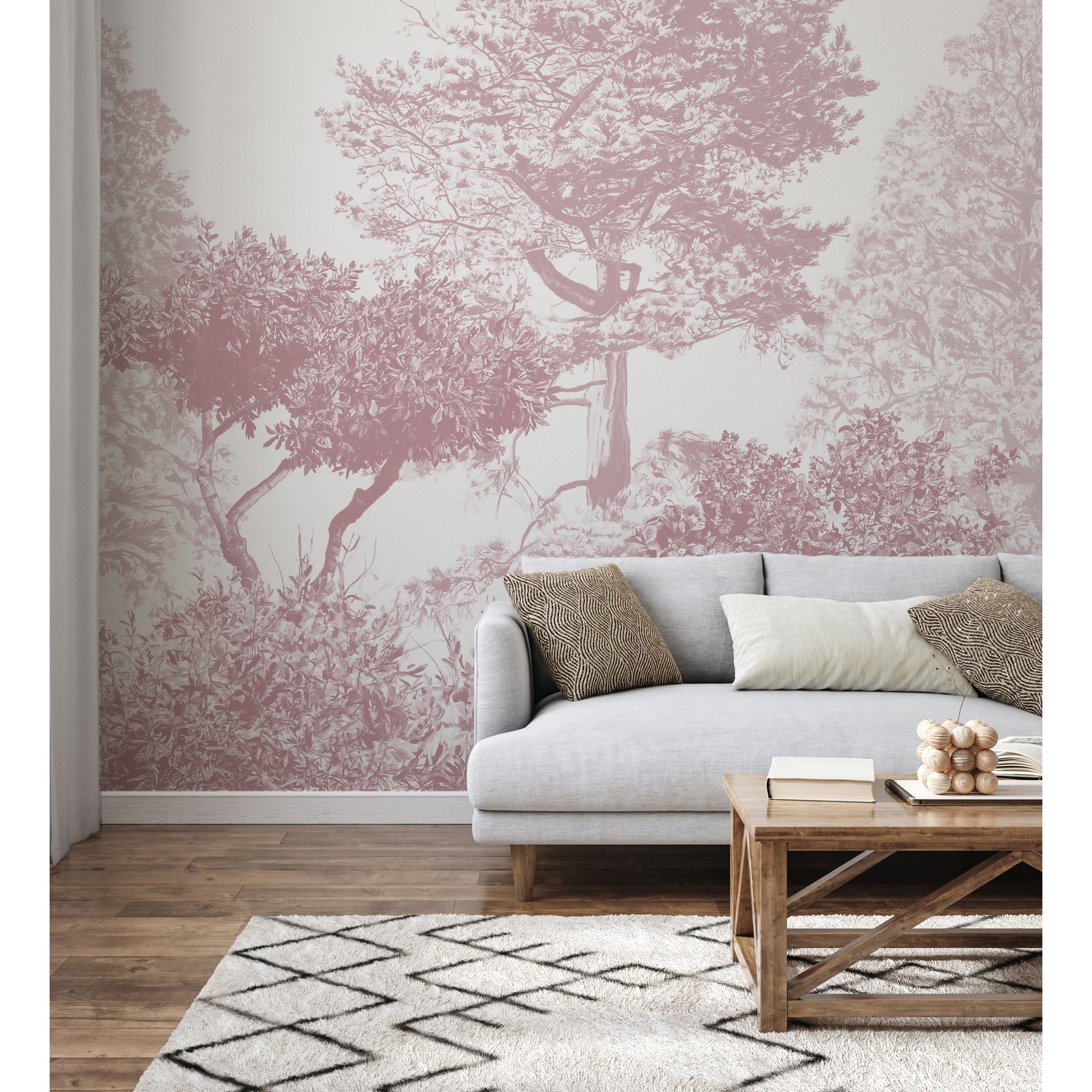 Sian Zeng / Hua Trees Mural Wallpaper / Burgundy 【3パネル1セット