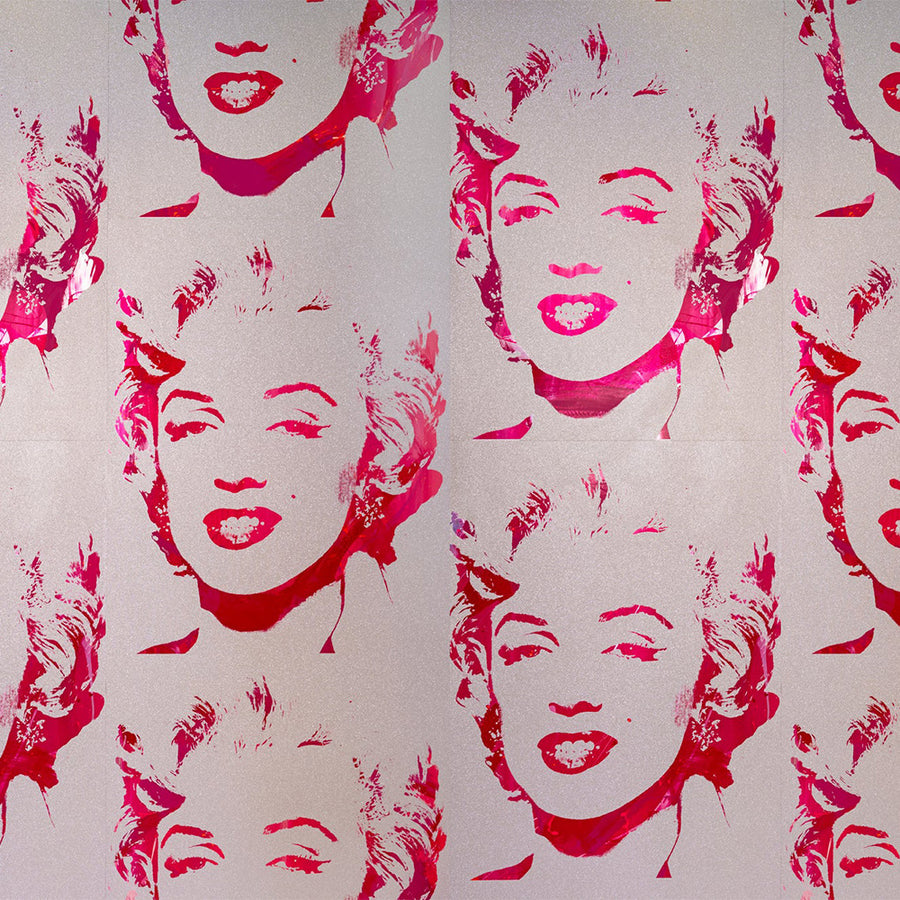 輸入壁紙 Andy Warhol / MARILYN MONOPRINT / Diamond Dust Hot Pink on Chrome Mylar (single roll)