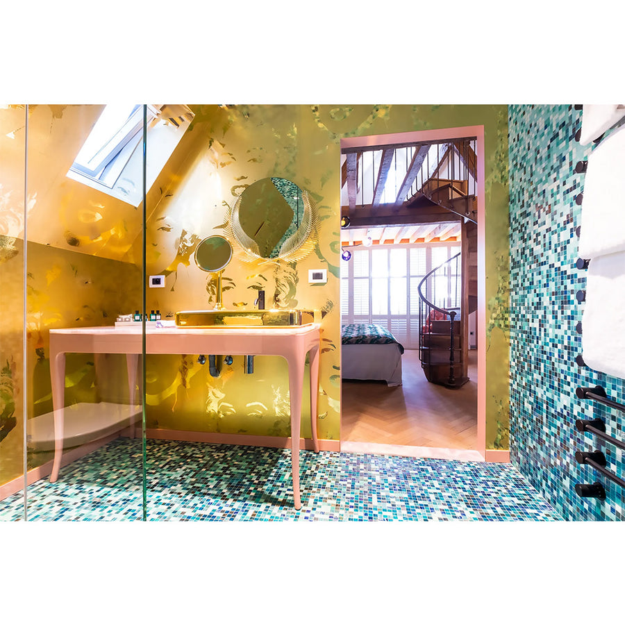 輸入壁紙 Andy Warhol / MARILYN MONOPRINT / Gold Diamond Dust on Bright Gold Mylar (single roll)