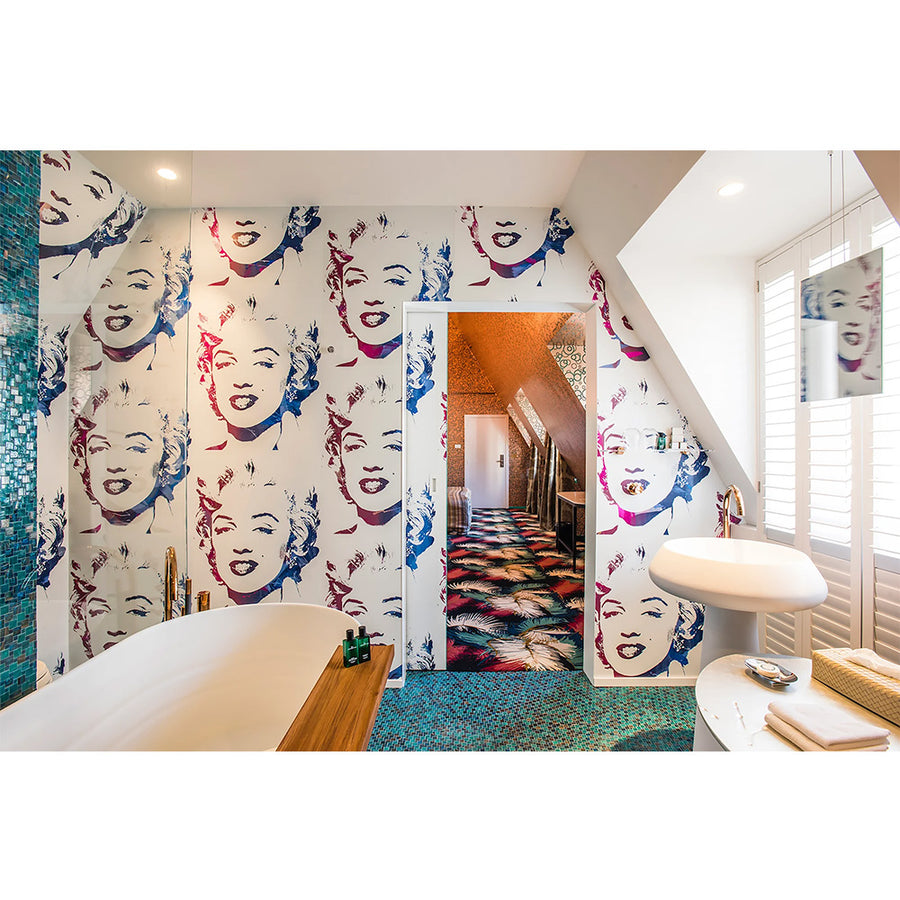 輸入壁紙 Andy Warhol / MARILYN MONOPRINT / White on Chrome Mylar (triple roll)