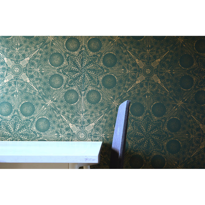 輸入壁紙 Flavor Paper / Musical Mandala / Northwest on Matte Gold Mylar