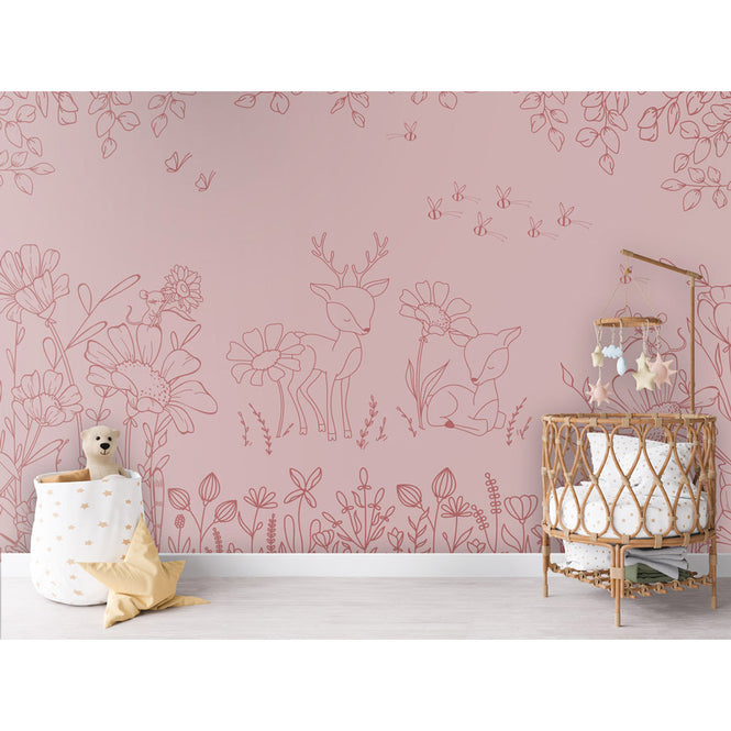 Oliver Robins / Deer Doodles - pink dark W17747