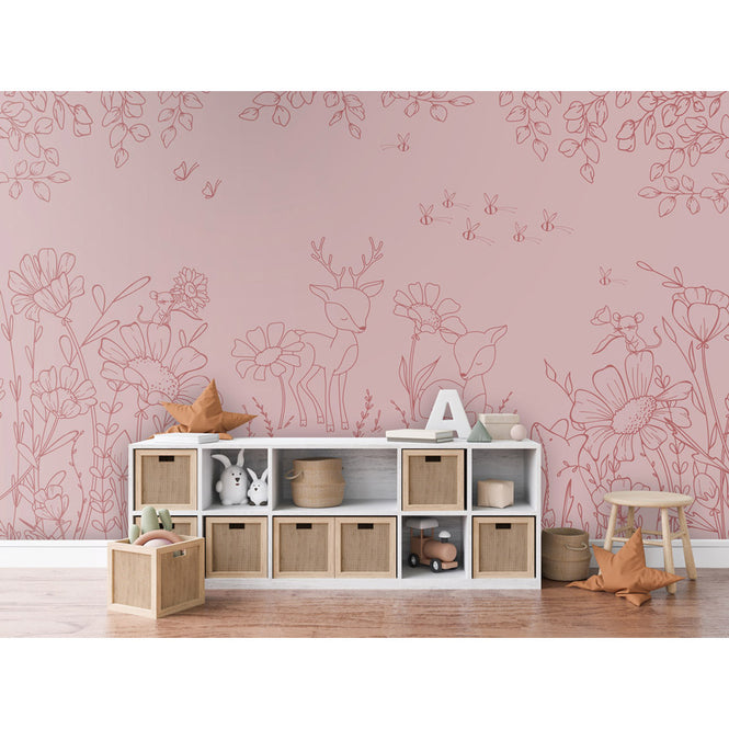 Oliver Robins / Deer Doodles - pink dark W17747