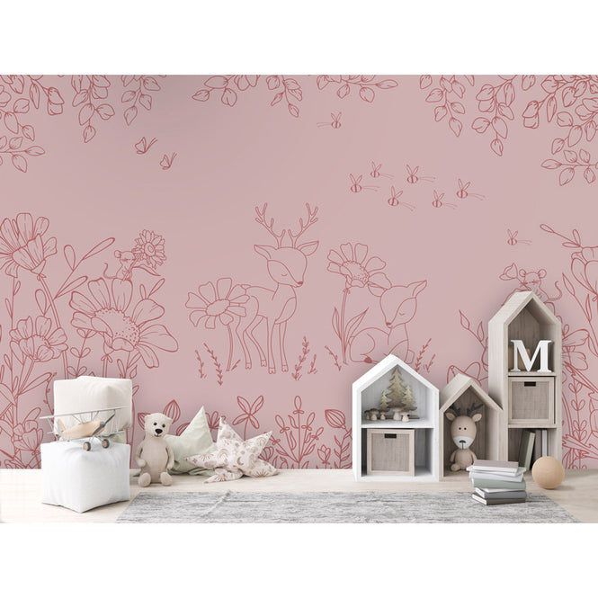 Oliver Robins / Deer Doodles - pink dark W17747