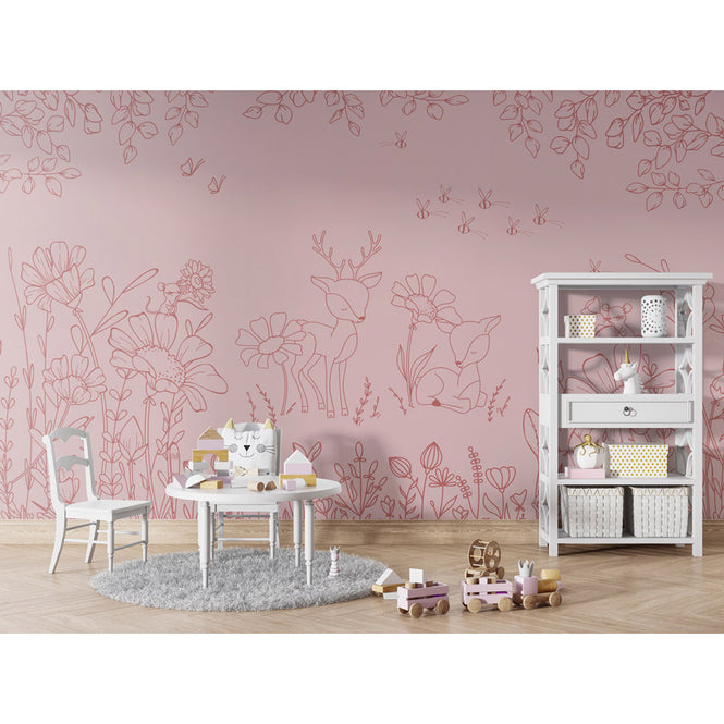 Oliver Robins / Deer Doodles - pink dark W17747