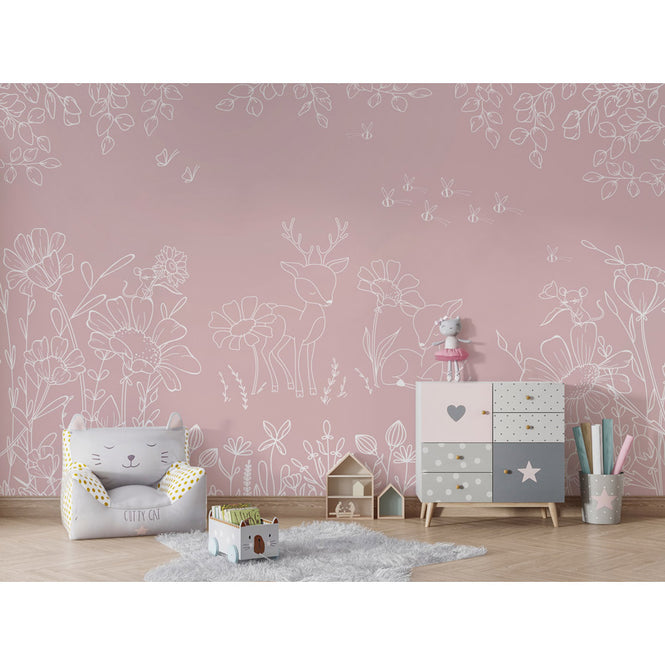 Oliver Robins / Deer Doodles - pink W17748