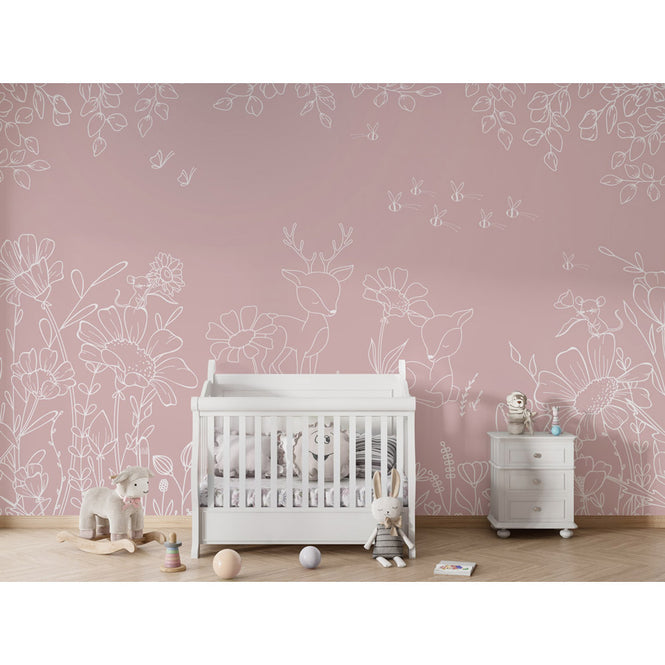 Oliver Robins / Deer Doodles - pink W17748