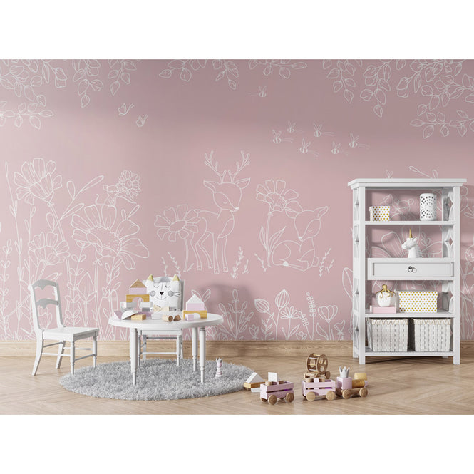 Oliver Robins / Deer Doodles - pink W17748