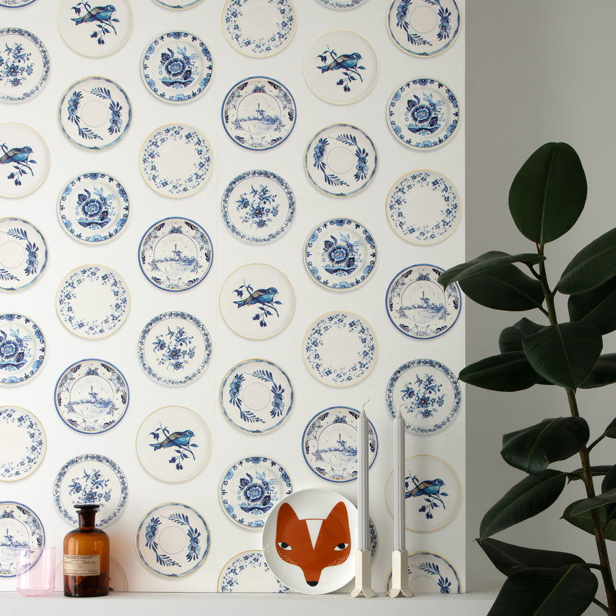 studio ditte / Porcelain wallpaper blue & gold【2パネル1セット】