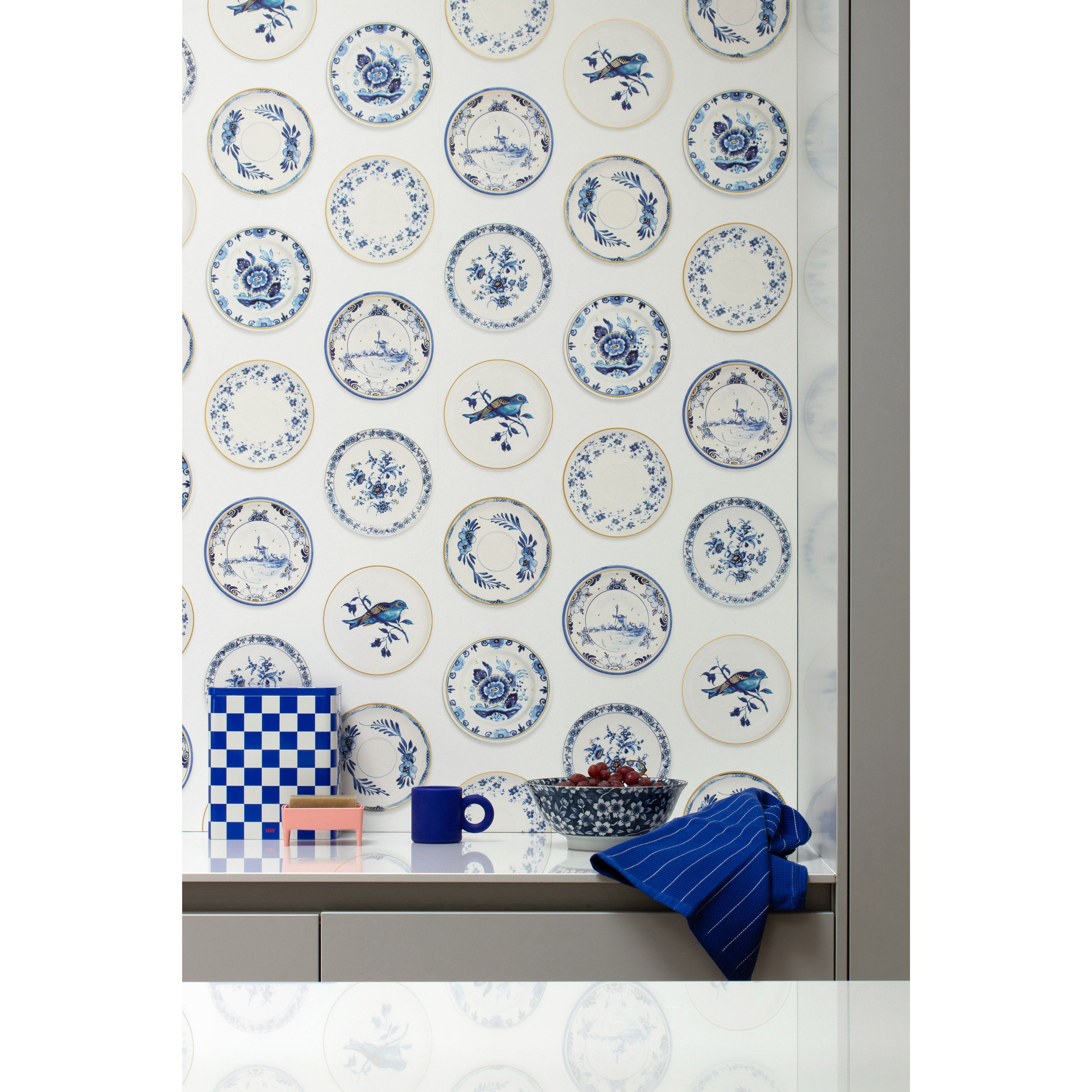 studio ditte / Porcelain wallpaper blue & gold【2パネル1セット