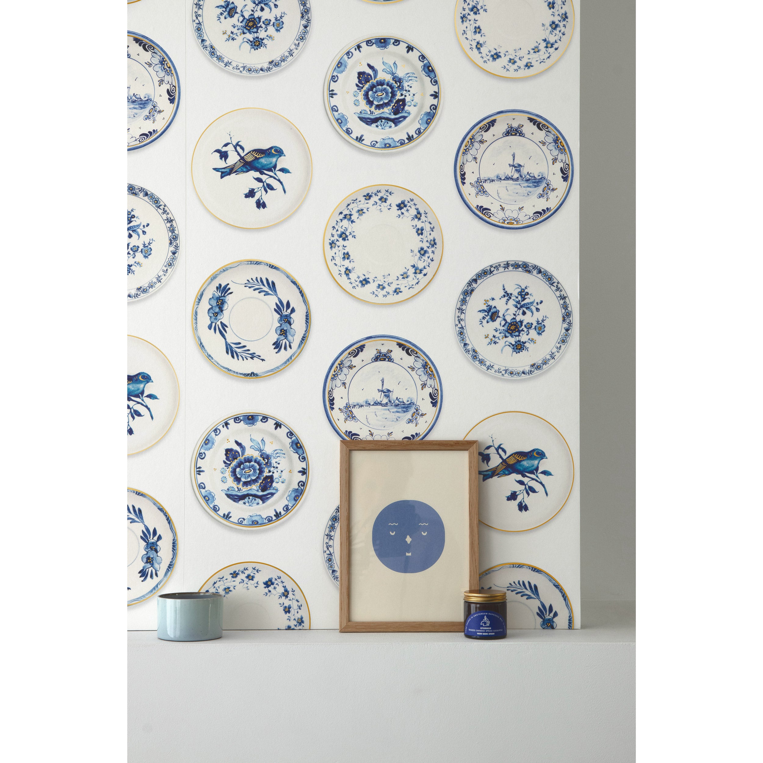 studio ditte / Porcelain wallpaper blue & gold【2パネル1セット
