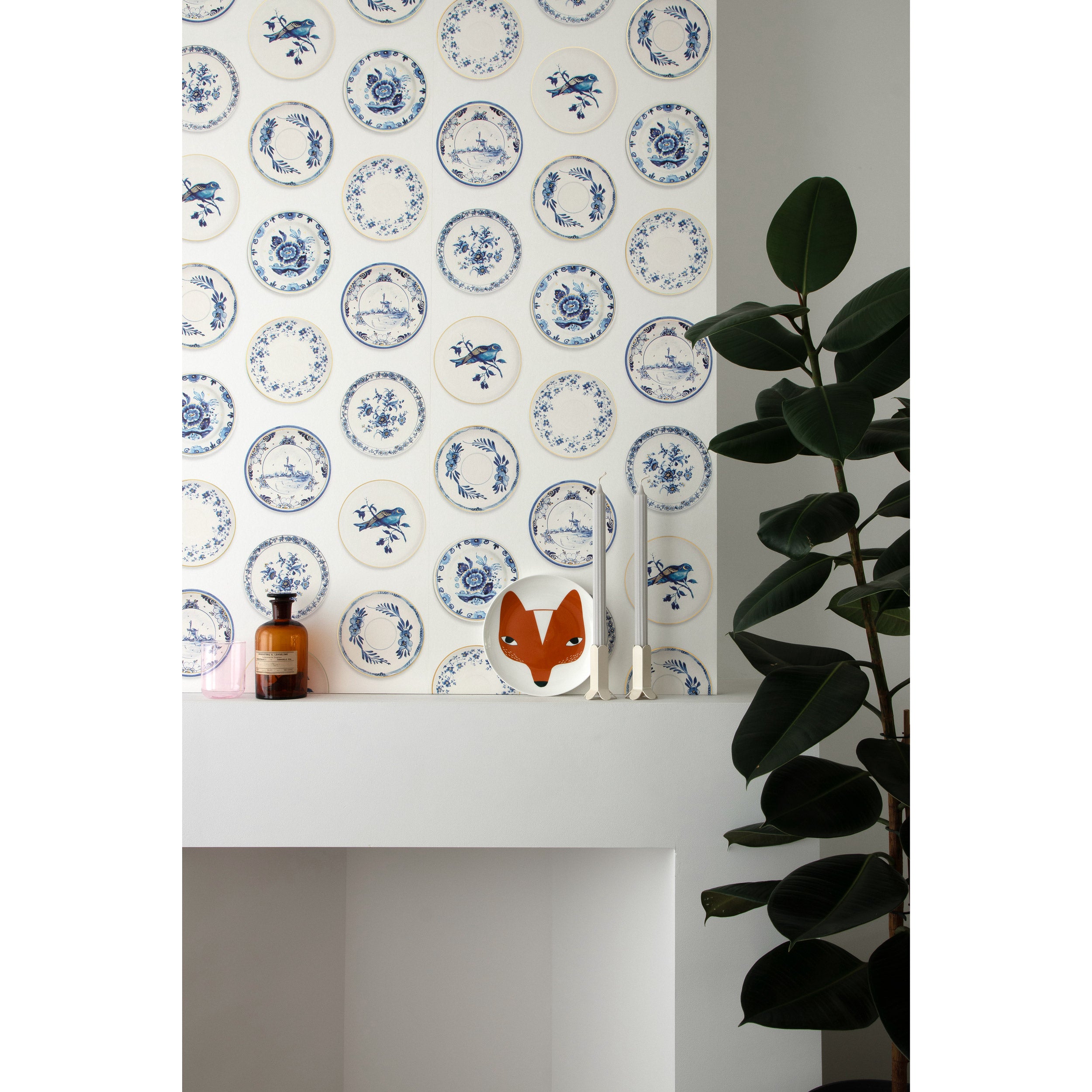 studio ditte / Porcelain wallpaper blue & gold【2パネル1セット