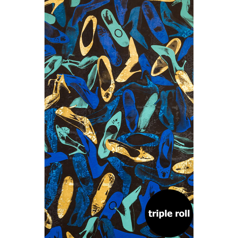 ANDY WARHOL: Pentiti e non peccare più! Andy Warhol / SHOES / Blue Suede on Gold Pony Skin Foil (triple