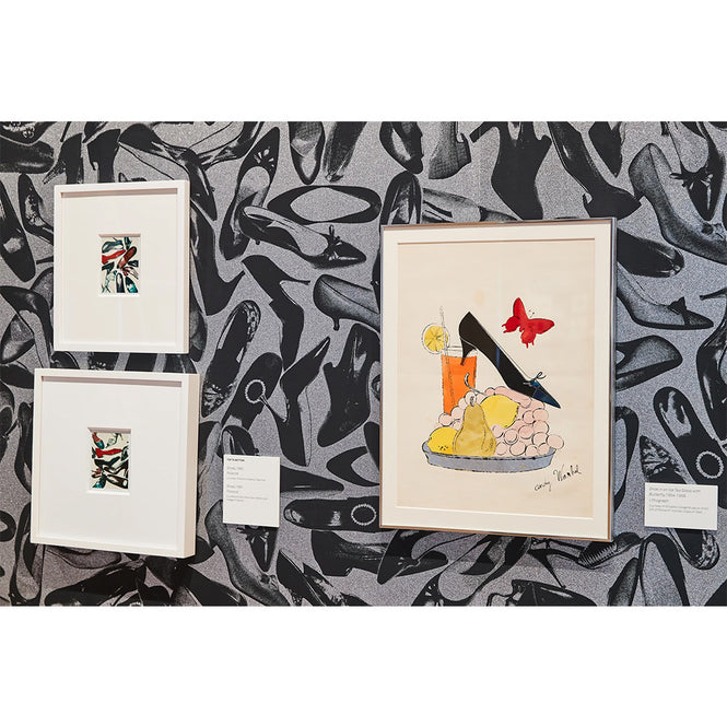 輸入壁紙 Andy Warhol / SHOES / Silver Dimond Dust on Ebony Clay Coated Paper (single roll)