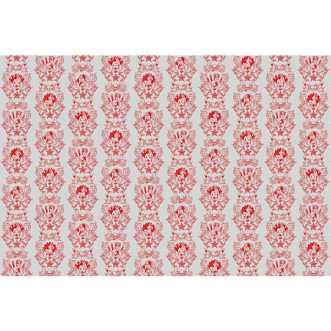 輸入壁紙 Flavor Paper / SHORE LEAVE / Fire Red On Silver Ponyskin Foil