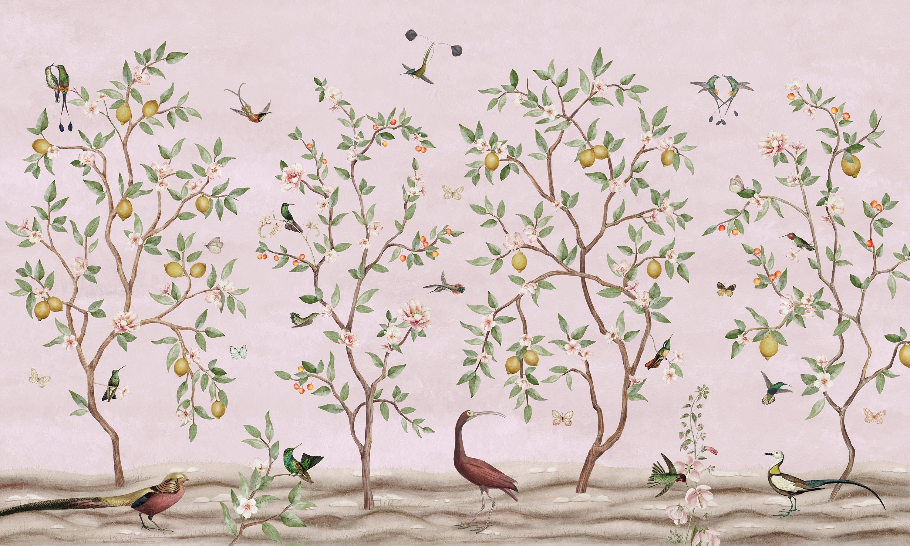 Sir Edward / Lemon Tree Chinoiserie Pink W13372 | 輸入壁紙専門店