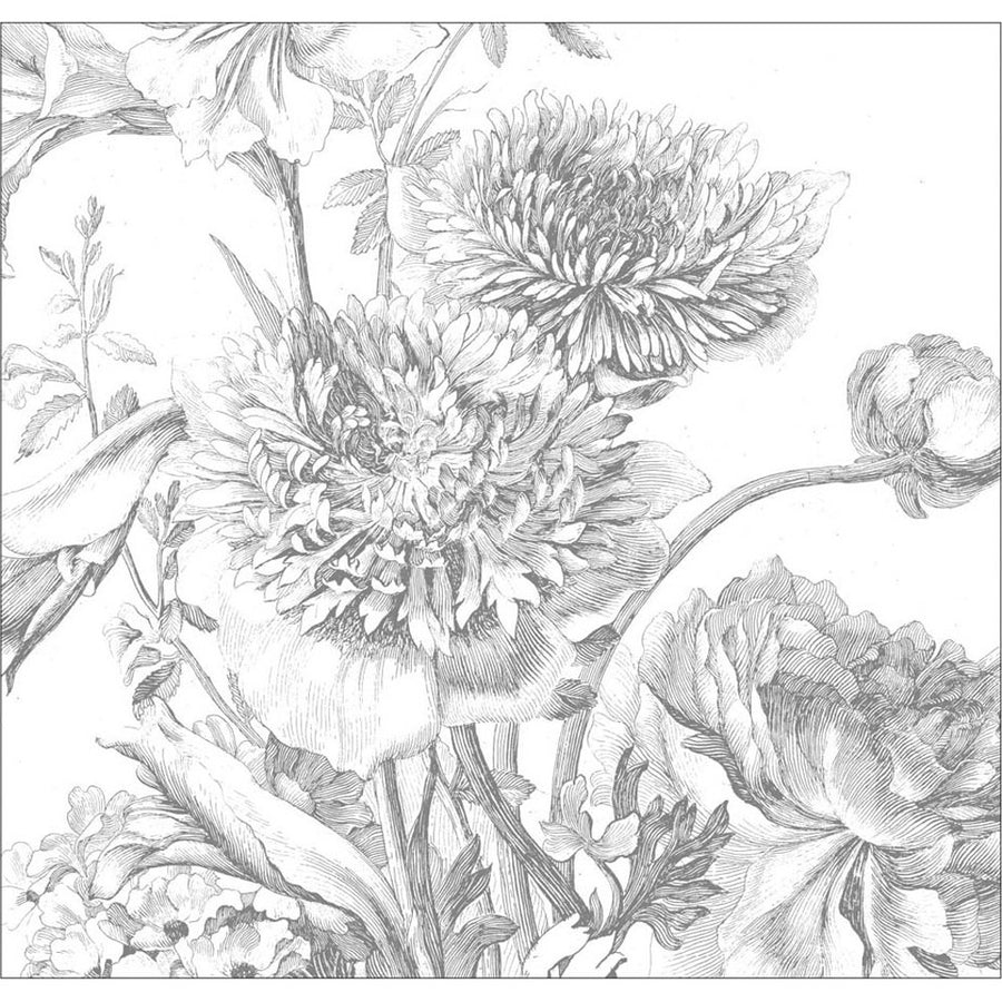 輸入壁紙 KEK Amsterdam / FLORA & FAUNA / WALL MURAL Engraved Flowers WP-334 (6パネル)