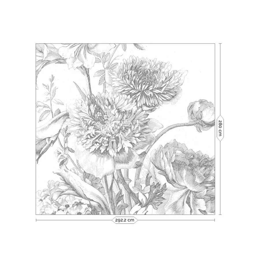 輸入壁紙 KEK Amsterdam / FLORA & FAUNA / WALL MURAL Engraved Flowers WP-334 (6パネル)