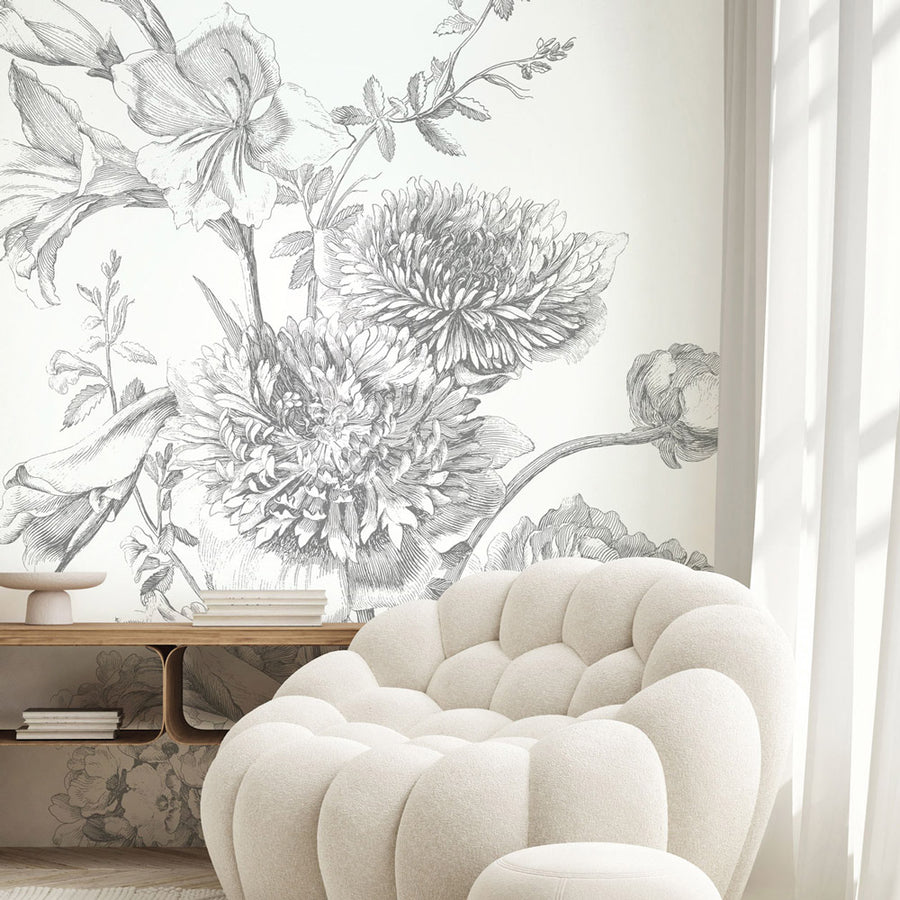 輸入壁紙 KEK Amsterdam / FLORA & FAUNA / Wall Mural Engraved Flowers WP-672 (6パネル / Full design)