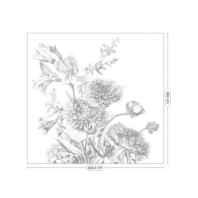 輸入壁紙 KEK Amsterdam / FLORA & FAUNA / Wall Mural Engraved Flowers WP-672 (6パネル / Full design)