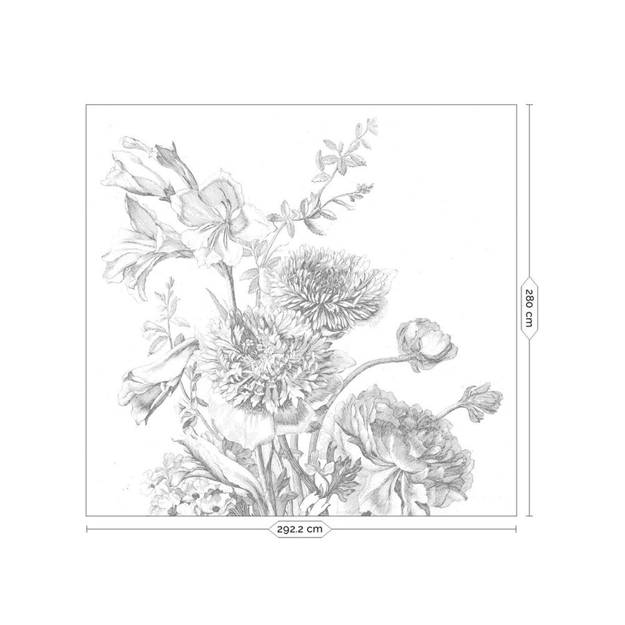輸入壁紙 KEK Amsterdam / FLORA & FAUNA / Wall Mural Engraved Flowers WP-672 (6パネル / Full design)