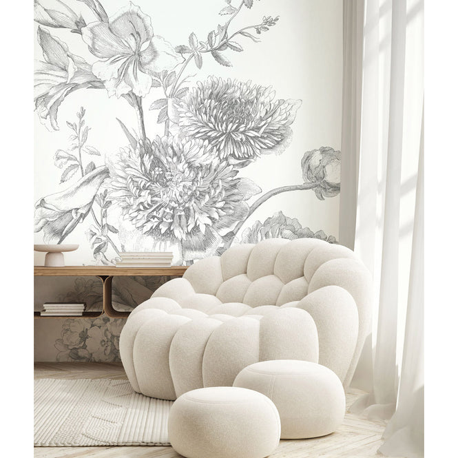 輸入壁紙 KEK Amsterdam / FLORA & FAUNA / Wall Mural Engraved Flowers WP-672 (6パネル / Full design)