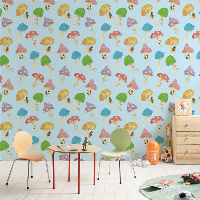 【WALLTZ】どんぐりPod / そら飛ぶキノコ Blue NWZ-SKBL (49cm×2.7mサイズ)