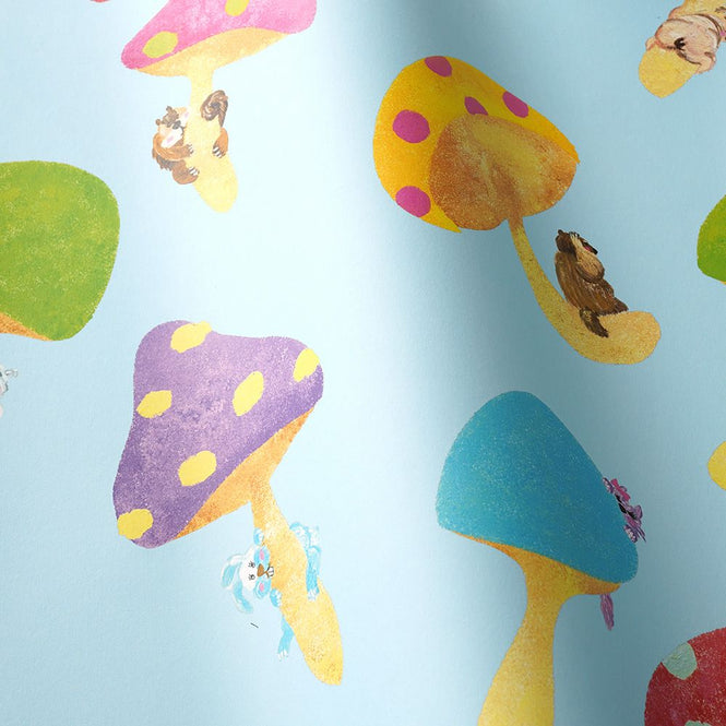 【WALLTZ】どんぐりPod / そら飛ぶキノコ Blue NWZ-SKBL (49cm×2.7mサイズ)