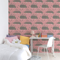 WALLTZ】よしだよしえい / ワニとカバ Pink NWZ-WKPK (49cm×3mサイズ