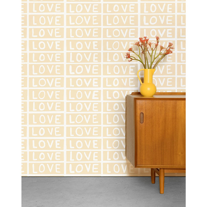 輸入壁紙 Thatcher / LOVE BY LARRY YES / Taupe on White YL-TAWH-CPR