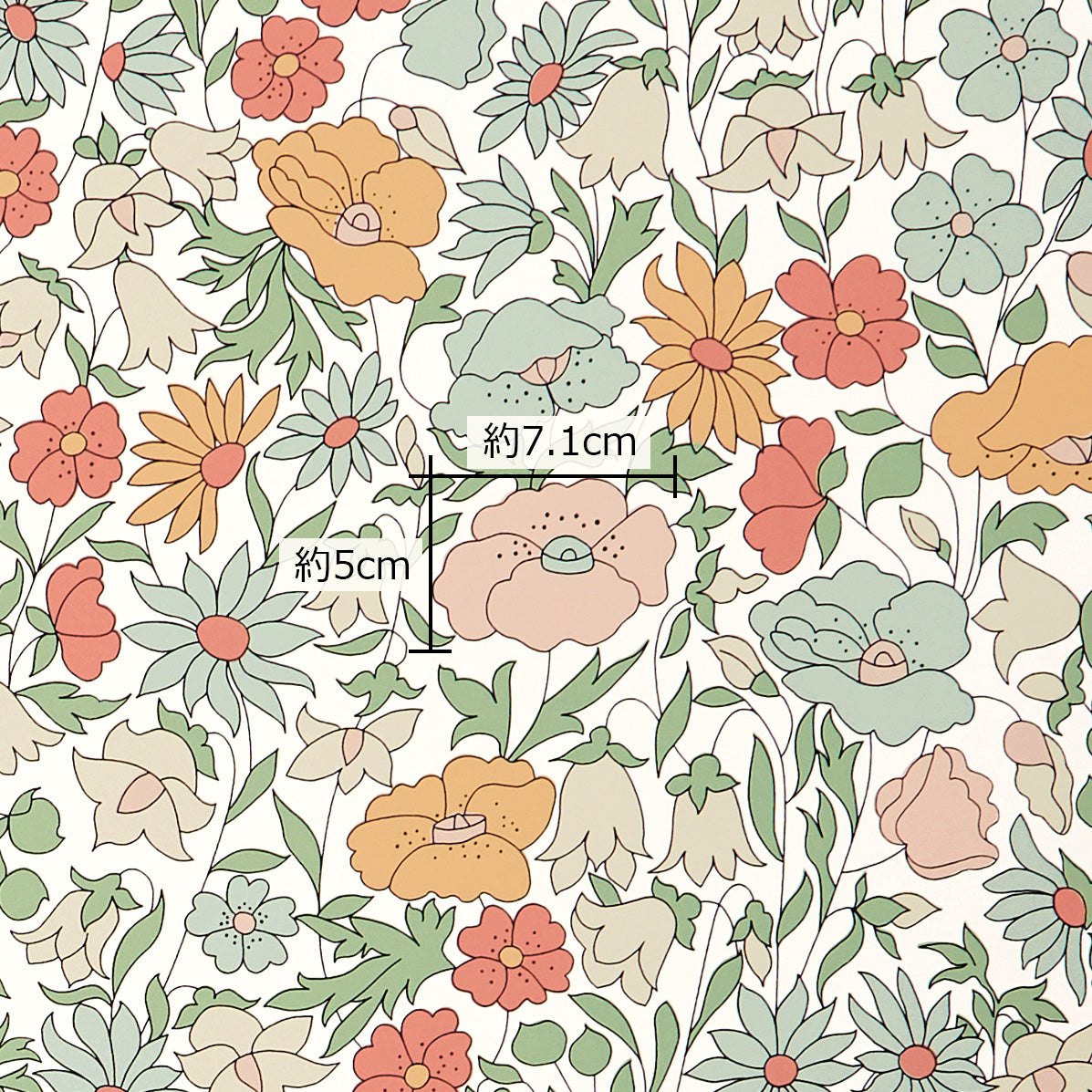 1mサンプル】LIBERTY / POPPY MEADOWFIELD / LICHEN 07221001F