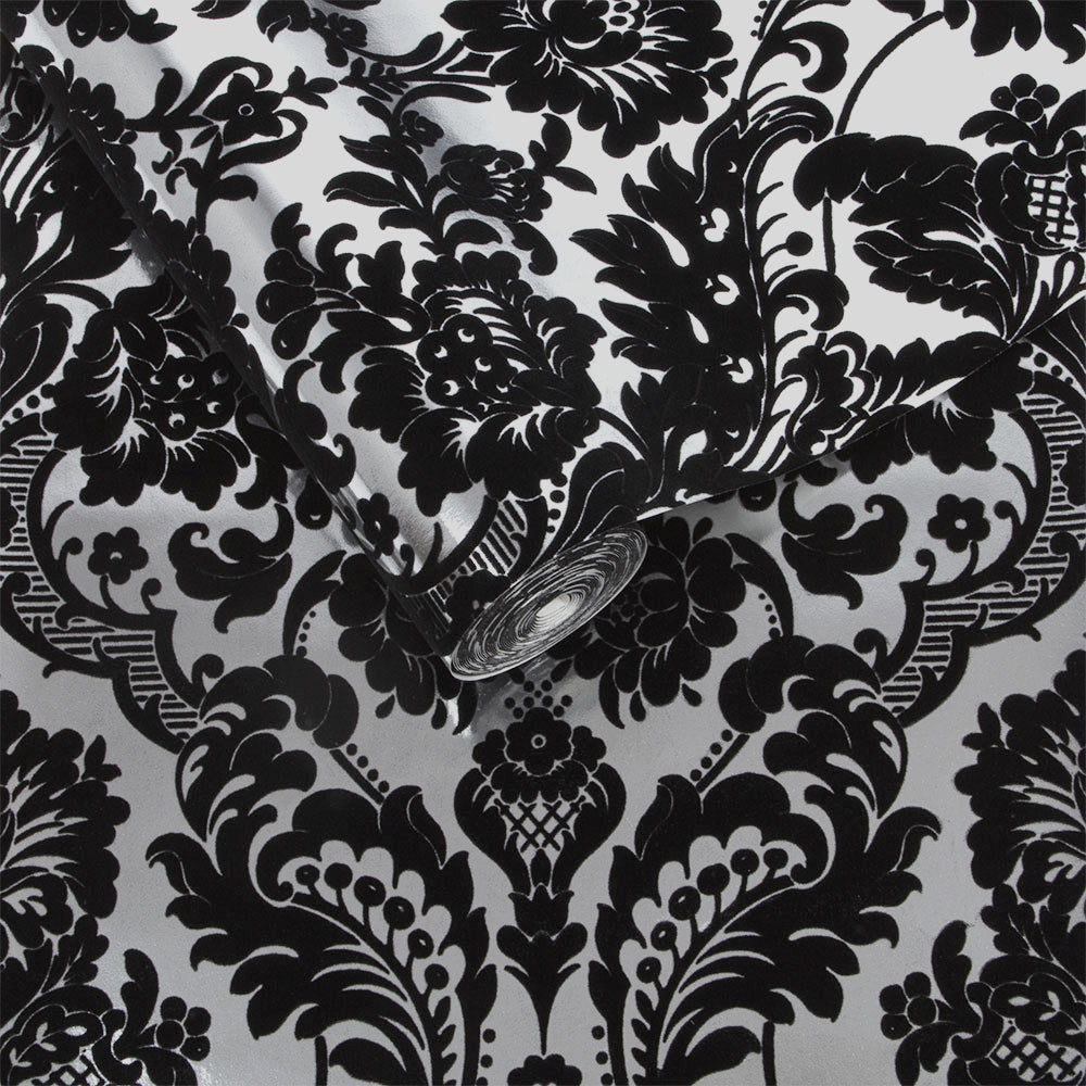 SILVER925 約40g Graham & Brown / Gothic Damask Flock / Black & Silver 104562
