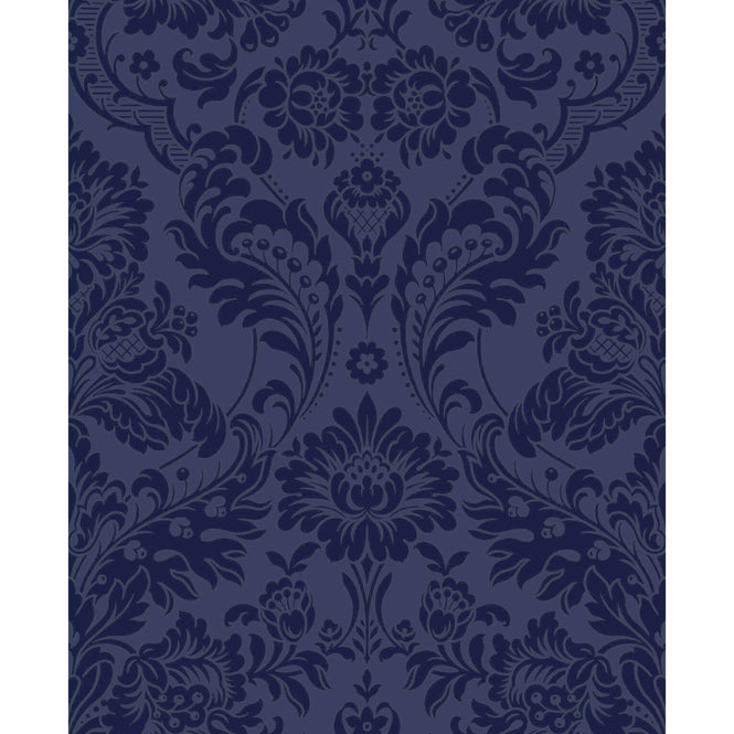 【1mサンプル】Graham & Brown / Gothic Damask Flock / Cobalt 104563