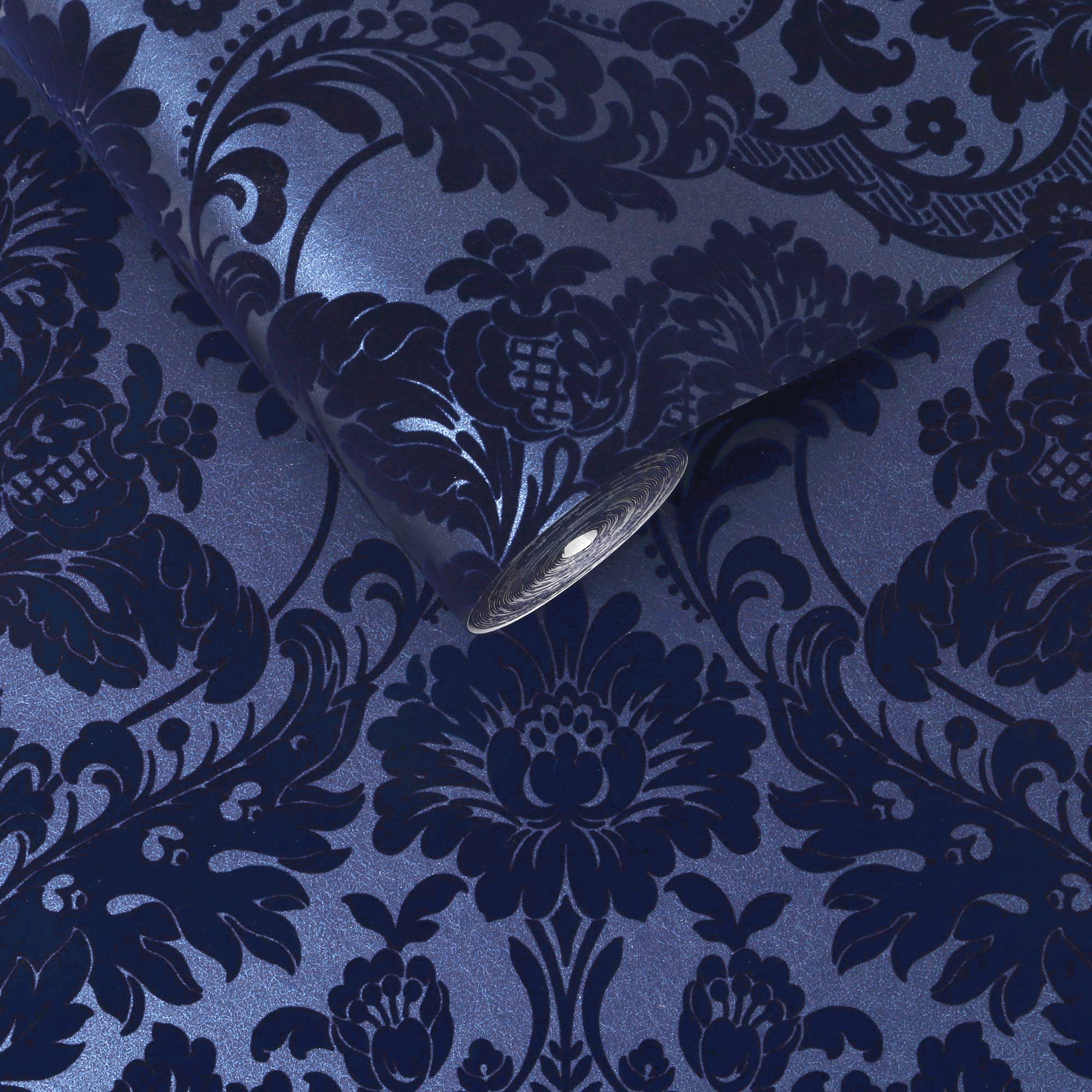Graham & Brown / Gothic Damask Flock / Cobalt 104563 | 輸入