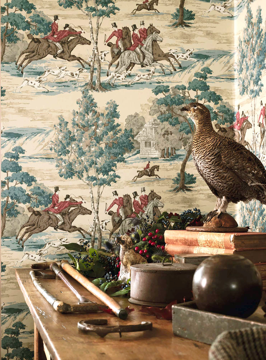 Sanderson / ONE SIXTY WALLPAPER COLLECTION / Tally Ho Teal / Ruby 214597