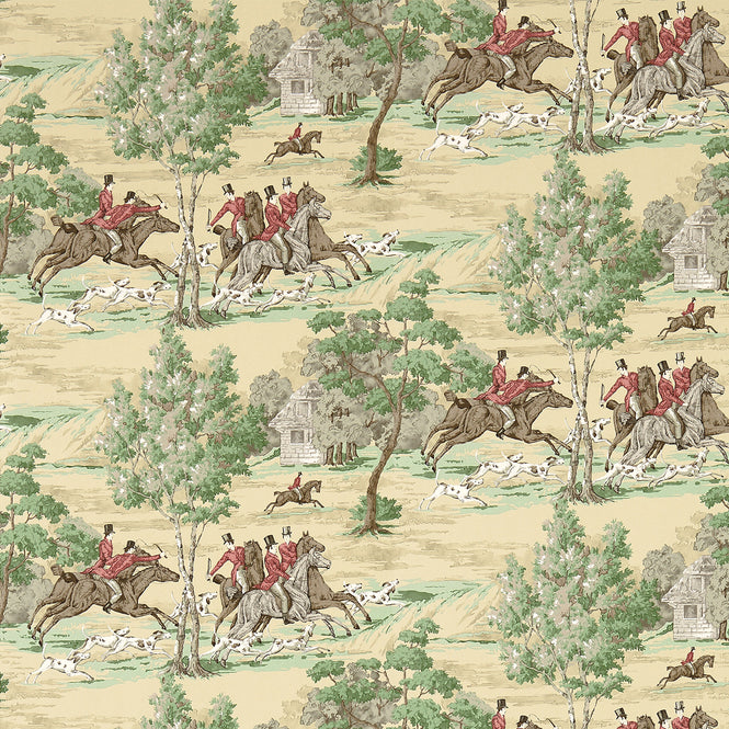 Sanderson / ONE SIXTY WALLPAPER COLLECTION / Tally Ho Evergreen / Crimson 214598