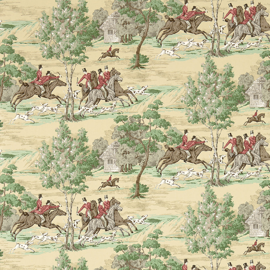 Sanderson / ONE SIXTY WALLPAPER COLLECTION / Tally Ho Evergreen / Crimson 214598