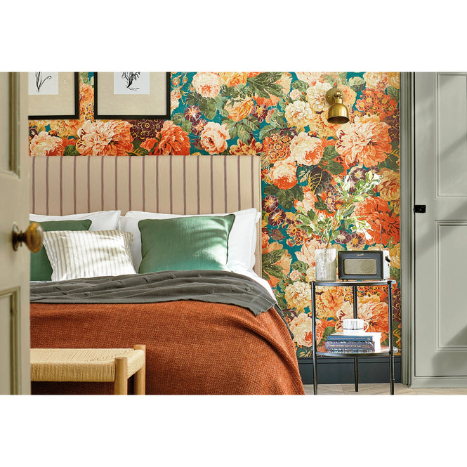 Sanderson / ONE SIXTY WALLPAPER COLLECTION / Very Rose And Peony Kinghfisher / Rowan Berry 217027