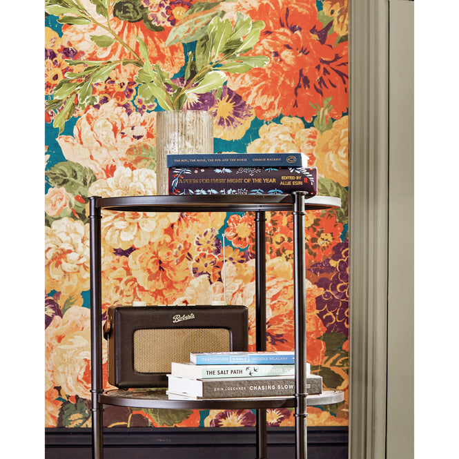 Sanderson / ONE SIXTY WALLPAPER COLLECTION / Very Rose And Peony Kinghfisher / Rowan Berry 217027