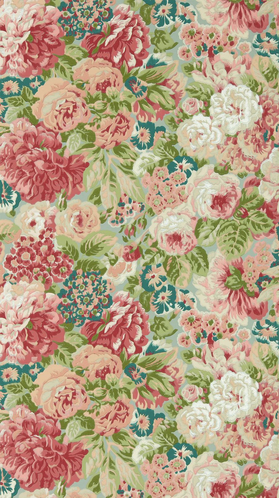 Sanderson / ONE SIXTY WALLPAPER COLLECTION / Rose And Peony Blue Clay / Carmen Lt 217029